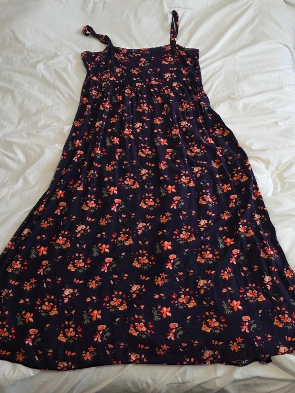NATURAL LIFE Navy Maxi Dress with Pink and Orange Floral Print